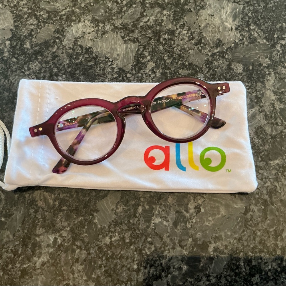 New +1.50 Allo Namaste Reading Glasses Purple